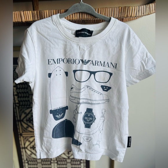Emporio Armani Kids White and Black Graphic Tee - Picture 7 of 7